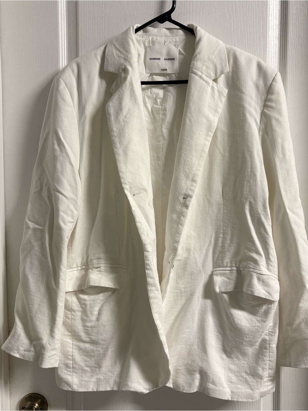 SAMSOE Linen Lucy Cream Relaxed Tailored Blazer